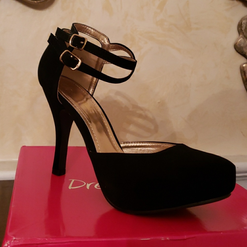 Black ankle strap heels